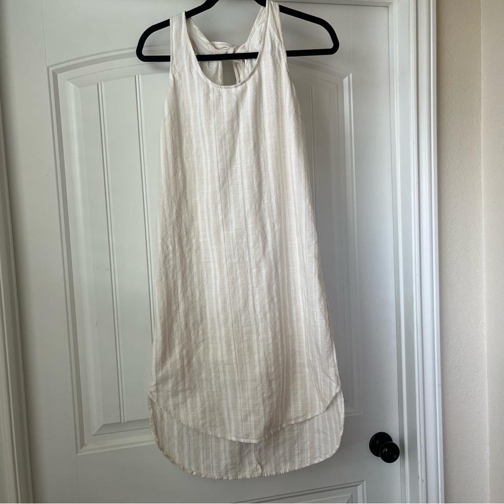 Cloth & Stone Anthropologie Womens Size S White/Beige Striped Sleeveless Dress